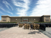 Mongolia - Ulaan Baator / ULN / Ulan Bator: Mongolian Government Palace and Sukhbaatar square - army on parade (photo by P.Artus)