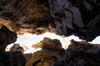 Namibia: Looking straight up from floor of Sesriem Canyon, near Sossusvlei - photo by B.Cain