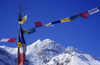 Annapurna area, Manang district, border with Mustang district, Nepal: prayer flags and Khangsar Kang, 7485 m - tarcho - photo by W.Allgwer