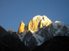 Karimabad / Baltit - Northern Areas / FANA, Pakistan: Lady Finger (6000m) and Ultar Sar peak (7233n) at sunrise - Batura Muztagh, Karakoram range - photo by D.Steppuhn