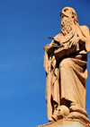 Bethlehem, West Bank, Palestine: St. Catherine's Roman Catholic church - statue of St. Jerome - Bishop of Bethlehem who translated the Old Testament into Latin - photo by M.Torres