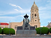 Panama City: Simon Bolivar Monument and San Francisco de Asis Church - Barrio San Felipe - Old Quarter - UNESCO World Heritage site - Patrimonio de la Humanidad - photo by H.Olarte