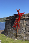 Fuerte de San Jeronimo - walls and devil, Portobello, Coln, Panama, Central America, during the bi-annual Devils and Congos festival - Diablos y Congos - photo by H.Olarte