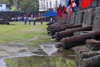 Fuerte de San Jeronimo - row of Spanish cannons, Portobello, Coln, Panama, Central America, during the bi-annual Devils and Congos festival - photo by H.Olarte