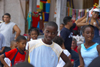 A group of kids from the congo culture in Coln, Panama, play and dance to traditional tunes, during the bi annual meeting of Devils and Congos, in Portobello, Coln, Panama, Central America - photo by H.Olarte