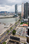 Panama City: skyline - Avenida Balboa - waterfront skyscrapers - photo by H.Olarte