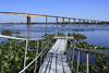 Presidente Hayes department, Paraguay: Remanso bridge over the River Paraguay seen form a small pier - girder design - photo by A.Chang