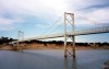 Ervedal - concelho de Avis: suspension bridge on the Maranho reservoir - ponte suspensa na barragem do Maranho - photo by M.Durruti