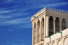 Doha, Qatar: wind tower with crenulation - badghir, meaning windcatcher  or wind trap - ancient form of air-conditioning used on both sides of the Persian Gulf, capturing fresh air into the building and taking into the lower floors - Heritage House Museum, Souq Al Najada - photo by M.Torres