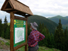 Rodnei National Park, Maramures county, Transylvania, Romania: hills, tourist and information board - Parcul National Muntii Rodnei - photo by J.Kaman