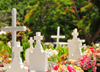 Lorient, St. Barts / Saint-Barthlemy: white-washed tomb-stones at the cemetery - photo by M.Torres