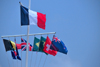 Gustavia, St. Barts / Saint-Barthlemy: French flag and courtesy flags in the harbour - drapeau tricolore bleu, blanc, rouge - photo by M.Torres