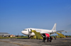 So Tom, gua Grande district, So Tom and Prncipe / STP: So Tom International Airport - passengers board White Airways Airbus A310-304 CS-TKI cn-448 / passageiros embarcam num A310 da White - Aeroporto Internacional de So Tom - photo by M.Torres