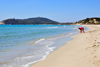 Villasimius, Cagliari province, Sardinia / Sardegna / Sardigna: boy on the beach - Capo Carbonara - Torre Porto Giunco - photo by M.Torres