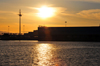 Cagliari, Sardinia / Sardegna / Sardigna: Maritime Terminal at sunset - inner harbour - Molo della Sanit - Stazione marittima - Calata Roma - quartiere Marina - photo by M.Torres