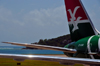 Mahe, Seychelles: tail and wing of Air Seychelles Boeing 767-37D(ER) S7-AHM - Seychelles International Airport - SEZ - photo by M.Torres