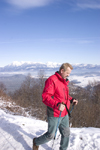 hiker - Smarna Gora mountain on the outskirts of Ljubljana, Slovenia. A popular hiking spot for locals with great views across Ljubljana and Kamnik Mountains - photo by I.Middleton