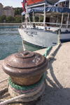 Slovenia - Portoroz / Portorose: mooring line on a bollard - seafront, Adriatic coast - photo by I.Middleton