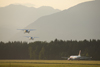 Slovenia - Brnik Airport: 2 Cessna 172 Skyhawk light aircraft and an Airbus A320 taking off from Ljubljana Joze Pucnik Airport - photo by I.Middleton