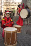 Slovenia - Ljubliana: Pust celebrations - drummers of all sizes - photo by I.Middleton
