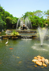 Colombo, Sri Lanka: fountain in the shape of a lotus flower - pond in the Gardens of the Hilton Hotel - photo by M.Torres