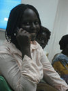 Sudan - Khartoum: Domestic Airport departures lounge - woman on the phone - photo by L.Gewalli