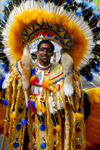 Port of Spain, Trinidad and Tobago: man with indian costume and fox tails during the carnival celebrations - photo by E.Petitalot