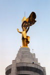 Turkmenistan - Ashghabat / Ashgabat / Ashkhabad / Ahal / ASB: Turkmen president Saparmurat Niyazov - the Turkmenbashi, i.e. father of all Turkmen! - rotating statue that always faces the sun, abbove the Arch of Neutrality - photo by G.Frysinger