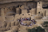 Mesa Verde National Park, Montezuma County, Colorado, USA: visitors encircle a kiva at Cliff Palace - photo by C.Lovell