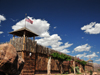 Virgin, Washington county, Utah, USA: Fort Zion Trading Post - Old West wooden fort - the ramparts - photo by M.Torres