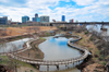 Little Rock, Arkansas, USA: William E. 'Bill' Clark Presidential Park Wetlands  - elevated walkaways on and by the water - wetlands along the Arkansas River - photo by M.Torres