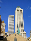 Tulsa, Oklahoma, USA: Mid-Continent Tower - faced with bright white terra cotta and crowned with a distinctive copper roof - South Boston Avenue - neo-gothic skyscraper by Hoit, Price & Barnes architects - First Place Tower and Philtower Building - photo by G.Frysinger