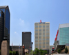 Louisville, Kentucky, USA: downtown buildings - E.ON tower, National City Tower, Waterfront plaza, KFC Yum Center - photo by M.Torres