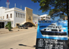 Stone Town, Zanzibar, Tanzania: a ferry's schedule and Cin Afrique - Malawi Road - Malindi area - photo by M.Torres