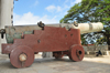 Stone Town, Zanzibar, Tanzania: Portuguese cannon - House of Wonders - Beit Al-Ajaib - Mizingani Road - photo by M.Torres